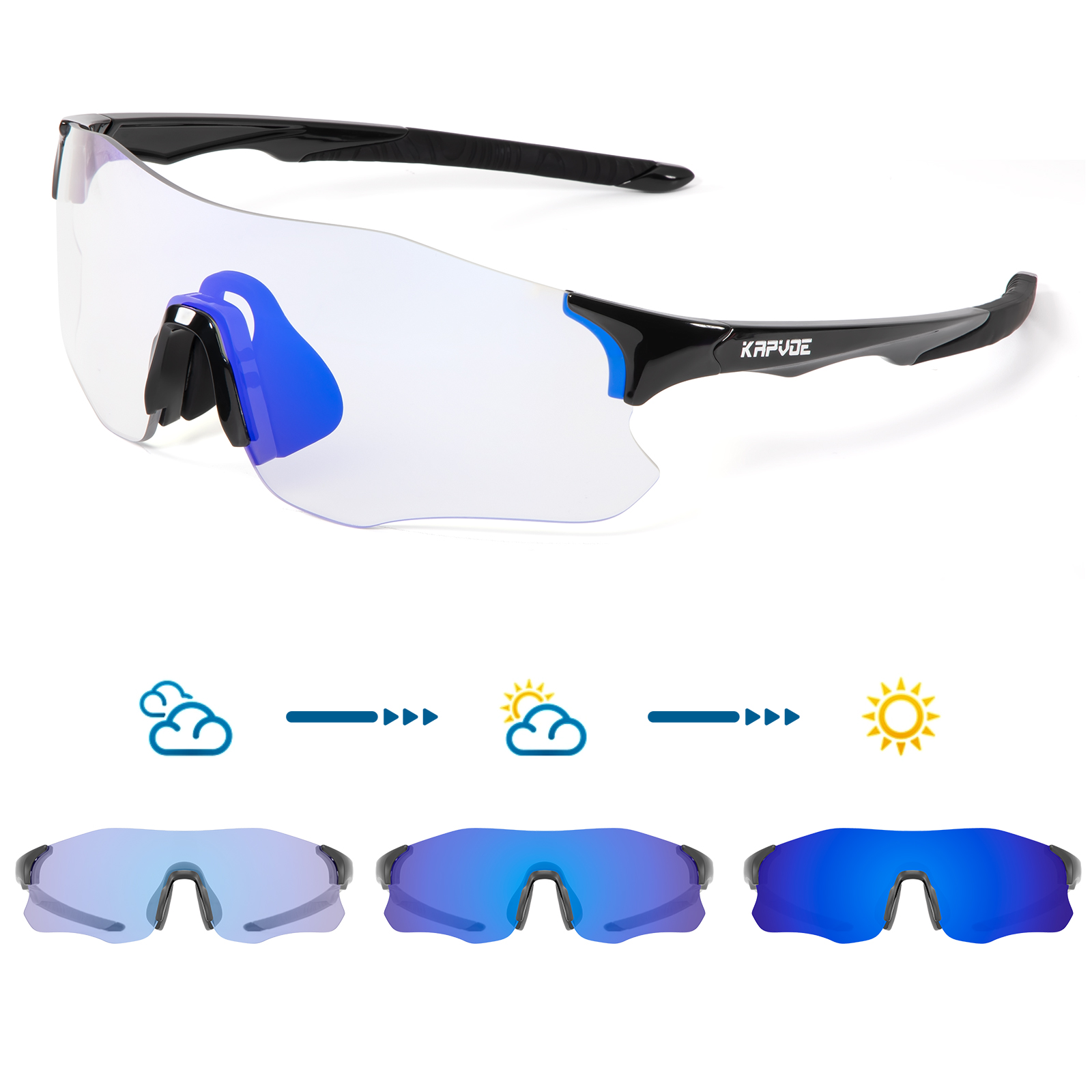 Wholesale Price US$15.00 KAPVOE K1129 Frameless Photochromic Sports Sunglasses