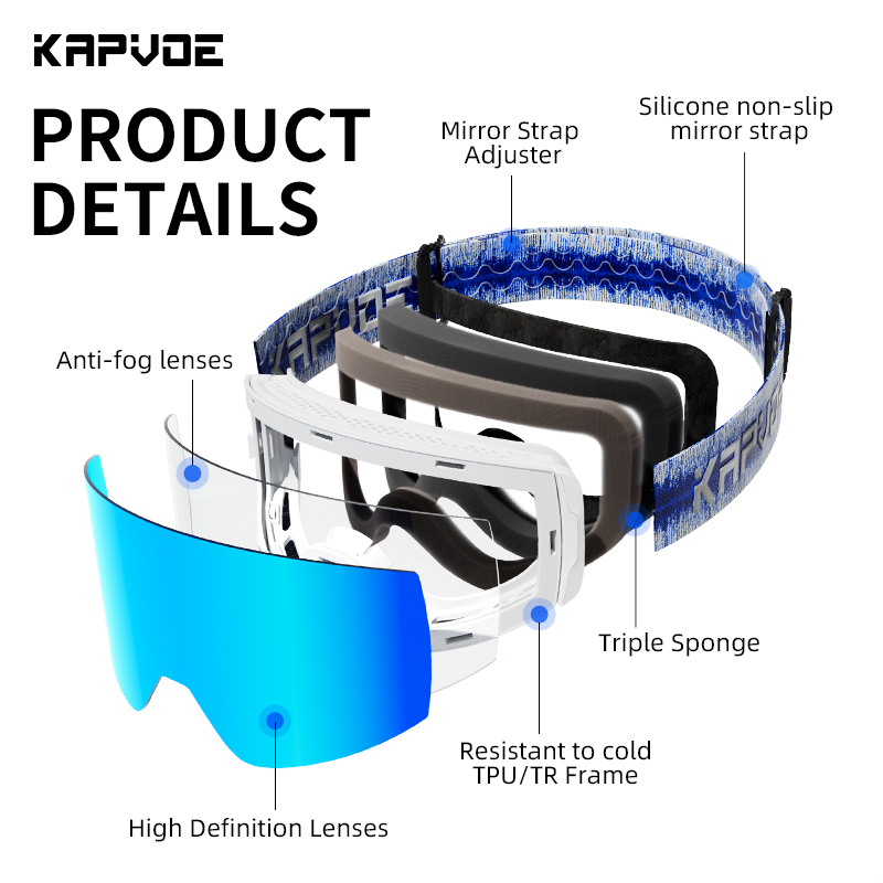 Wholesale Price US$18.00 Kapvoe K1718 UV400 Ski Goggles