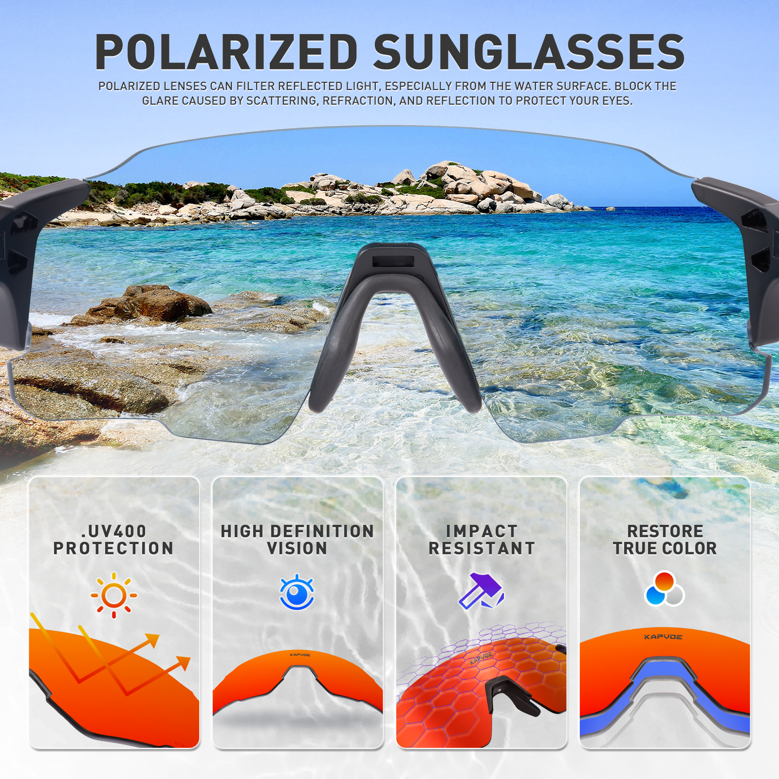 Wholesale Price US$8.00 Kapvoe K92-Q Polarized Outdoor Sports Sunglasses
