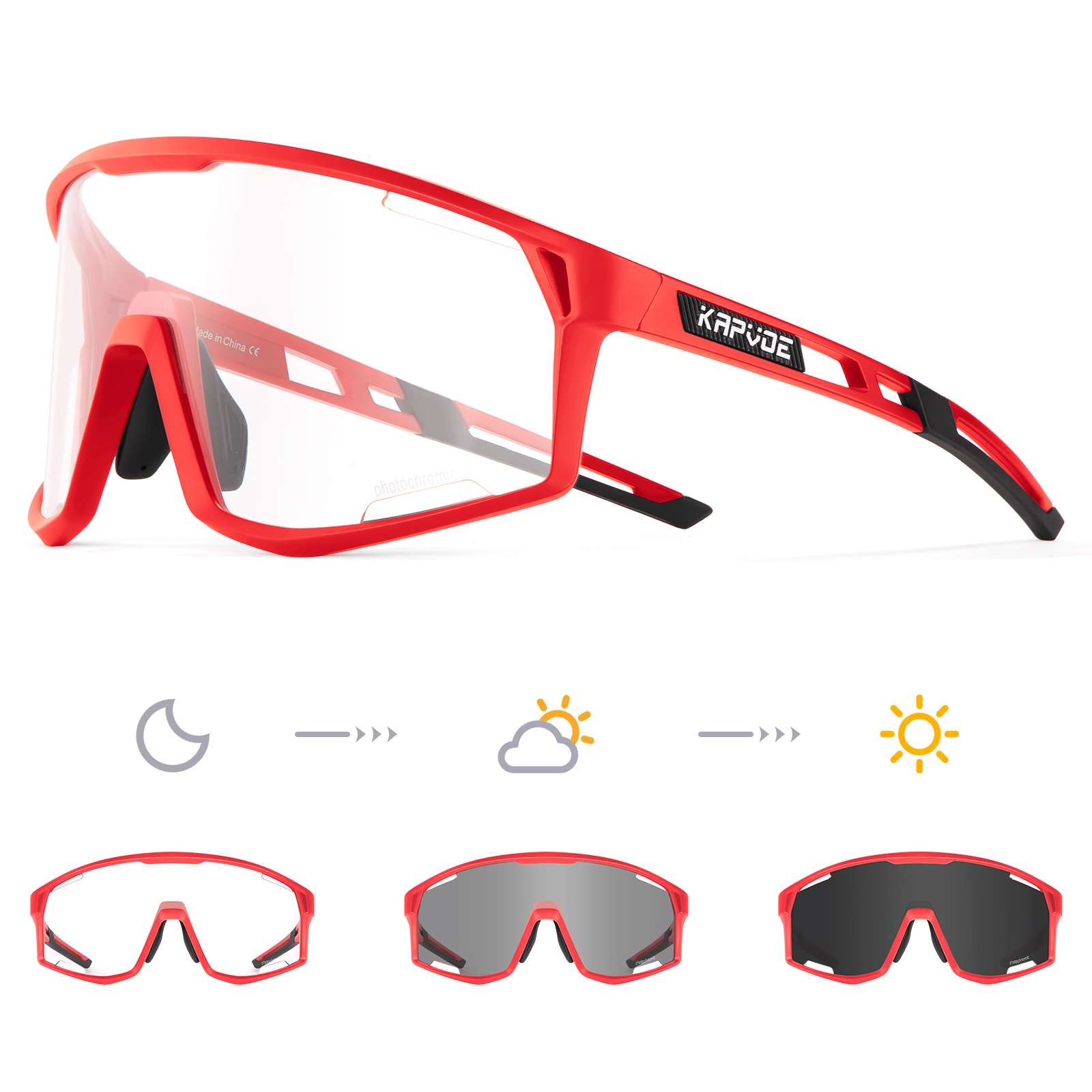 Wholesale Price US$9.00 Kapvoe K180-PH Photochromic Sports Sunglasses